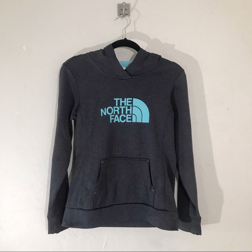 The North Face Grey and Aqua Activewear Hoodie S